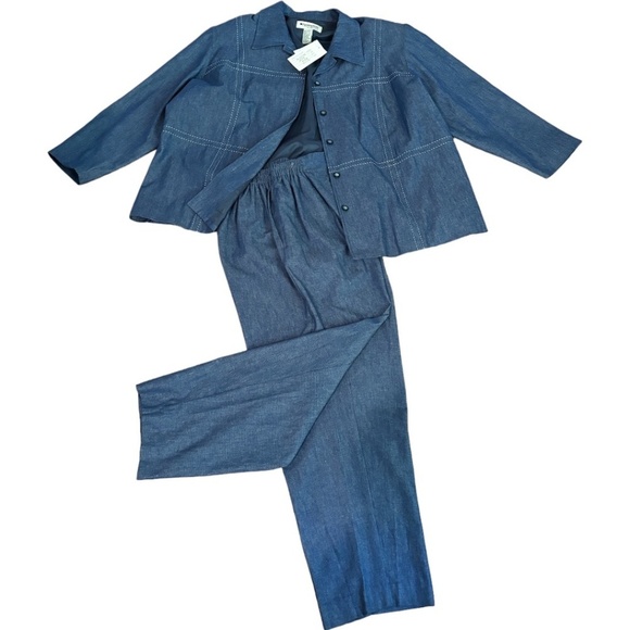 NWT 90s DENIM COTTON BOHO RELAXED FIT JACKET 24WP & PANT 14WP SET APPLESEED'S - Picture 1 of 9